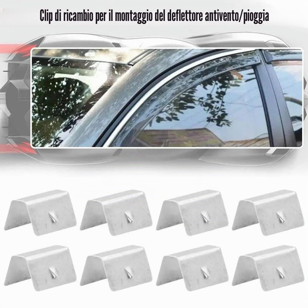 Stainless Steel Windshield Clip,Wind Deflector Fitting Clips,Windscreen Slot Fixing Clip,Clip Deflettori Auto,Clip in Acciaio per Parabrezza Auto in Acciaio Inossidabile 10 Pezzi Tokaneit