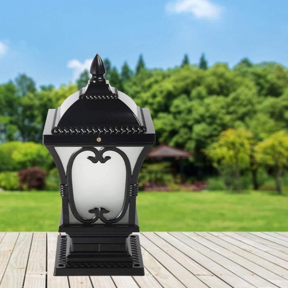 Palo Luce 2 Pezzi Lampada A Pilastro Impermeabile in Alluminio Pressofuso Luce A Colonna Luci da Esterno in Vetro Smerigliato Cortile Esterno Giardino(Bronze,18.5 * 18.5 * 38cm)