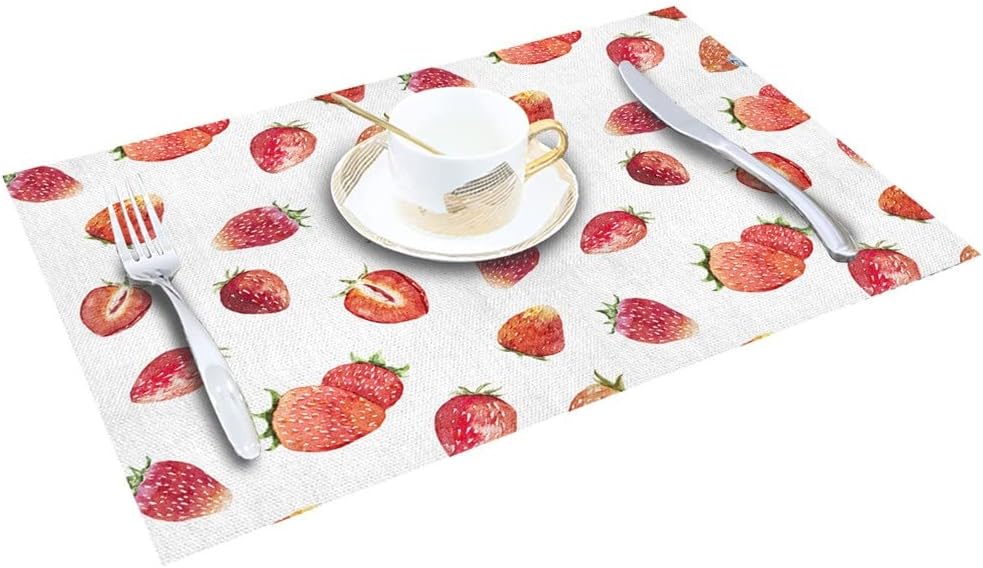 Strawberry Fruits Pattern Table Mat Kitchen Decoration Placemat Table Napkin for Wedding Dining Accessories Table Mat (Color : D, Size : 6 PCS)