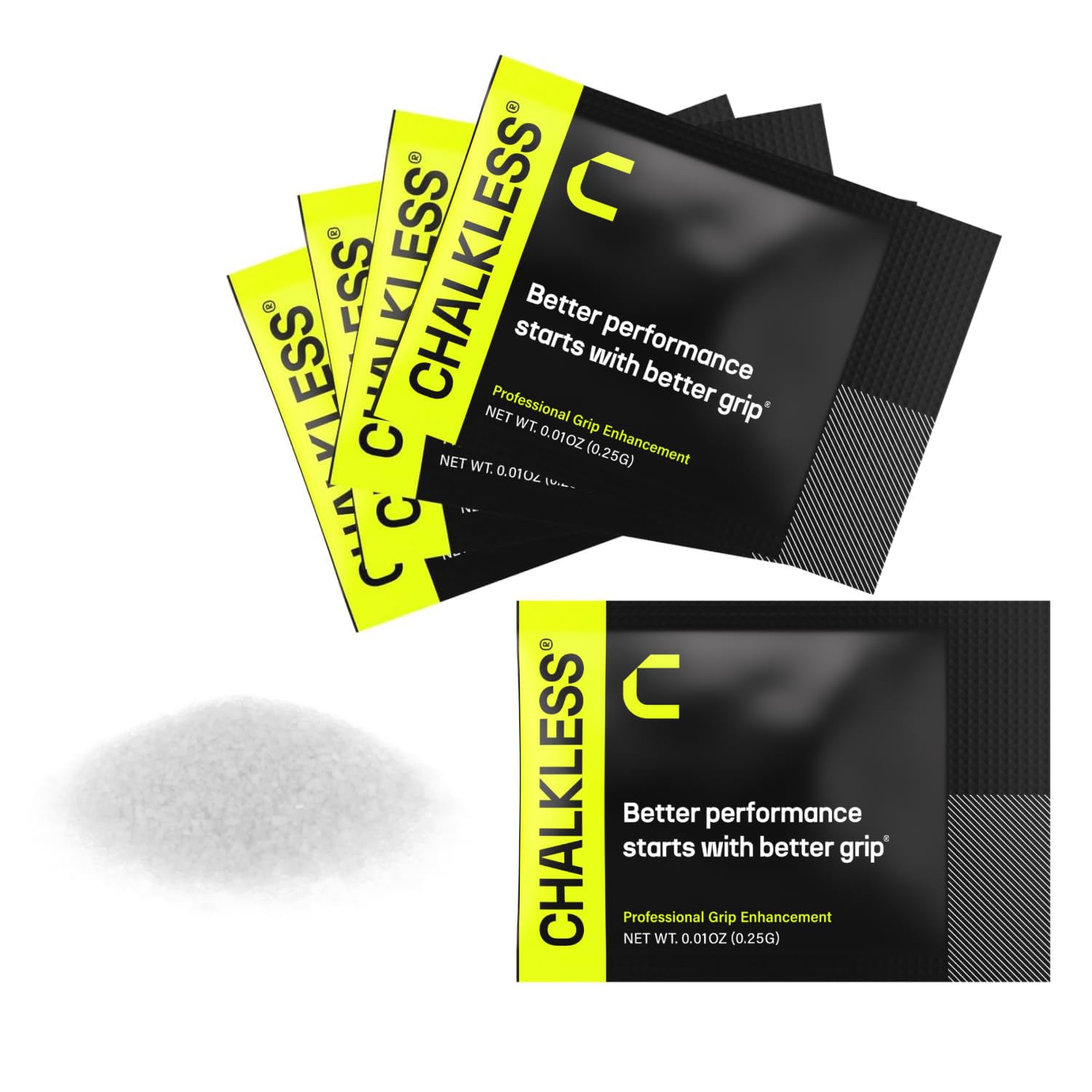Chalkless Grip Enhancer - Premium Liquid Chalk Alternative &amp; Less Mess Hand Chalk for Weightlifting, Powerlifting, Yoga, Gaming, Climbing, Non-Toxic Long-Lasting &amp; Reliable (0.25 Gram, 5 Pack)