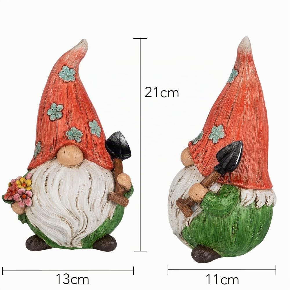 Ideen mit Herz Figura decorativa gnomo con pala | giardino | nano da giardino per esterni | altezza 21 cm | larghezza 13 cm