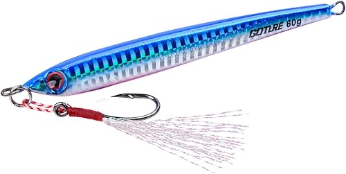 Miniatura 12 de Goture Plantillas de pesca de agua salada de 2.21 a 7.05 onzas con gancho de asistencia, plantillas verticales brillantes, plantilla de plomo rápido