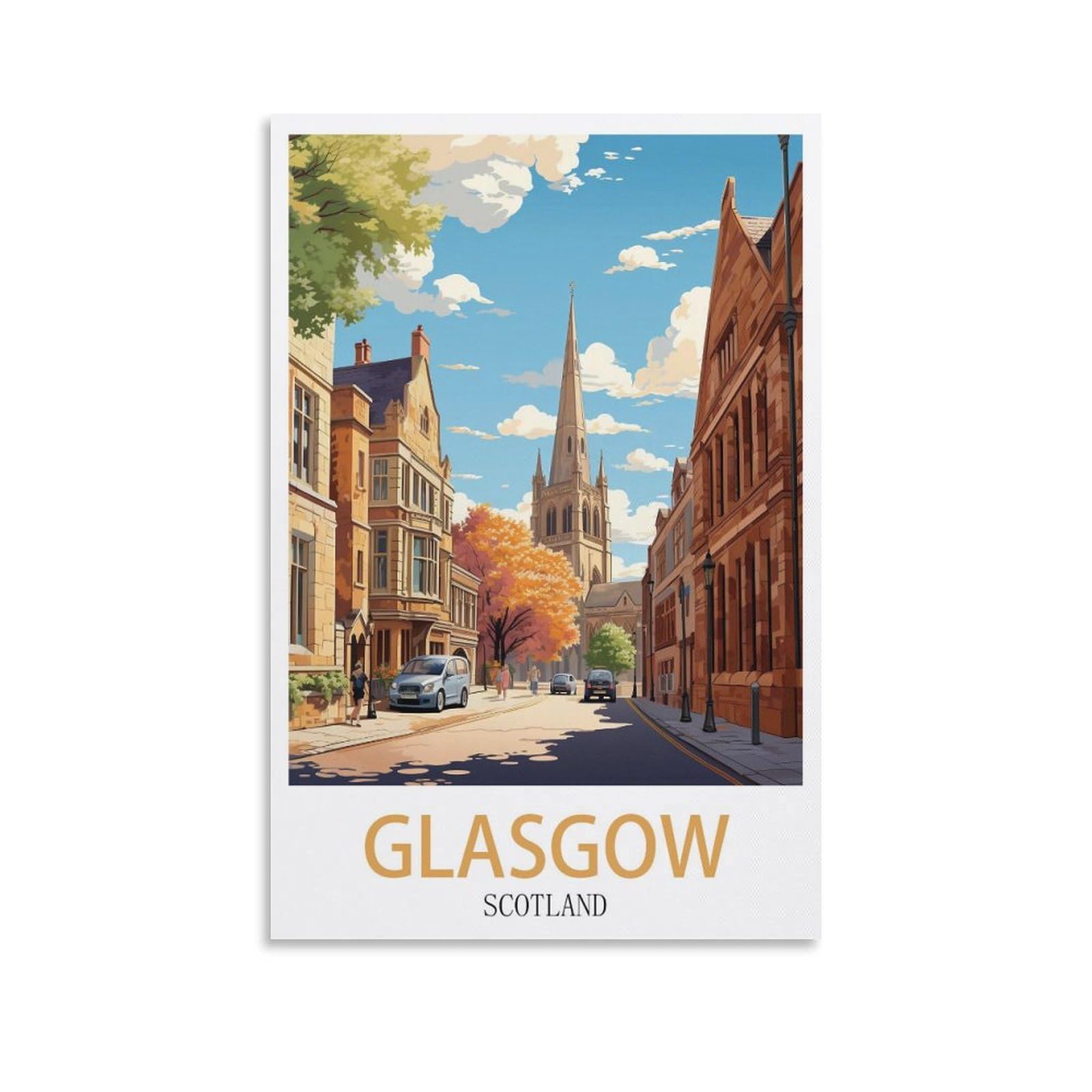 EZMLFA Diamond Painting Kits for Adults,Glasgow Scotland DIY Crystal Embroidery Gifts,Diamond Art Craft,for Living Room Home 40x50cm