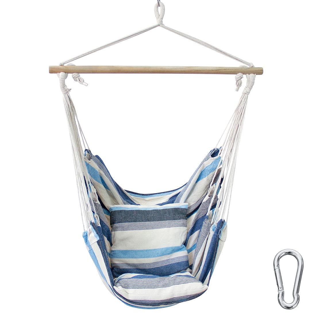 yourGEAR Lombok - Hängesessel mit 2 Kissen - Sitz-Hängematte - Farbauswahl Smaragd (Grün) oder Aqua (Blau) - max 240 kg Labor geprüft - Hängesitz Hängeschaukel 360° Swing Chair [Aqua]