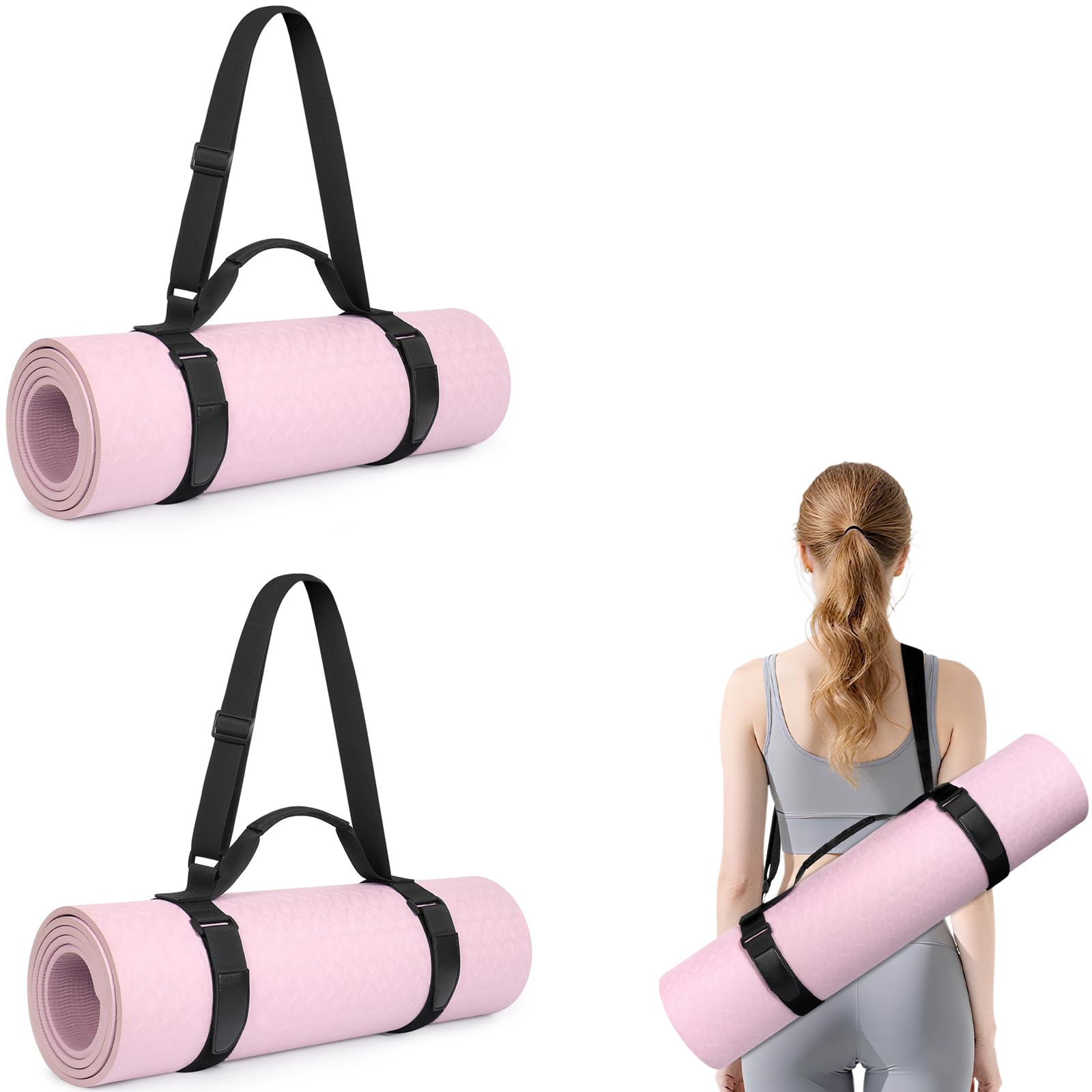 womaco yoga mat strap, adjustable yoga mat carrier with shoulder strap & handle for women, men