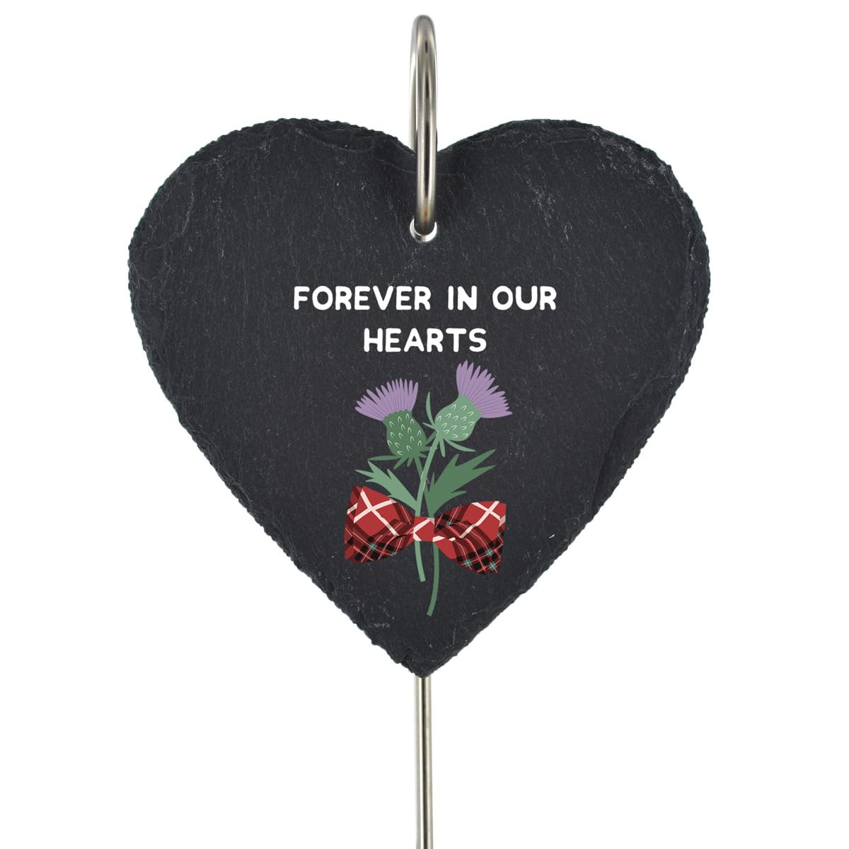 Scottish Thistle Grave Stick Marker Plaque Ornament Memorial Slate Heart Decor