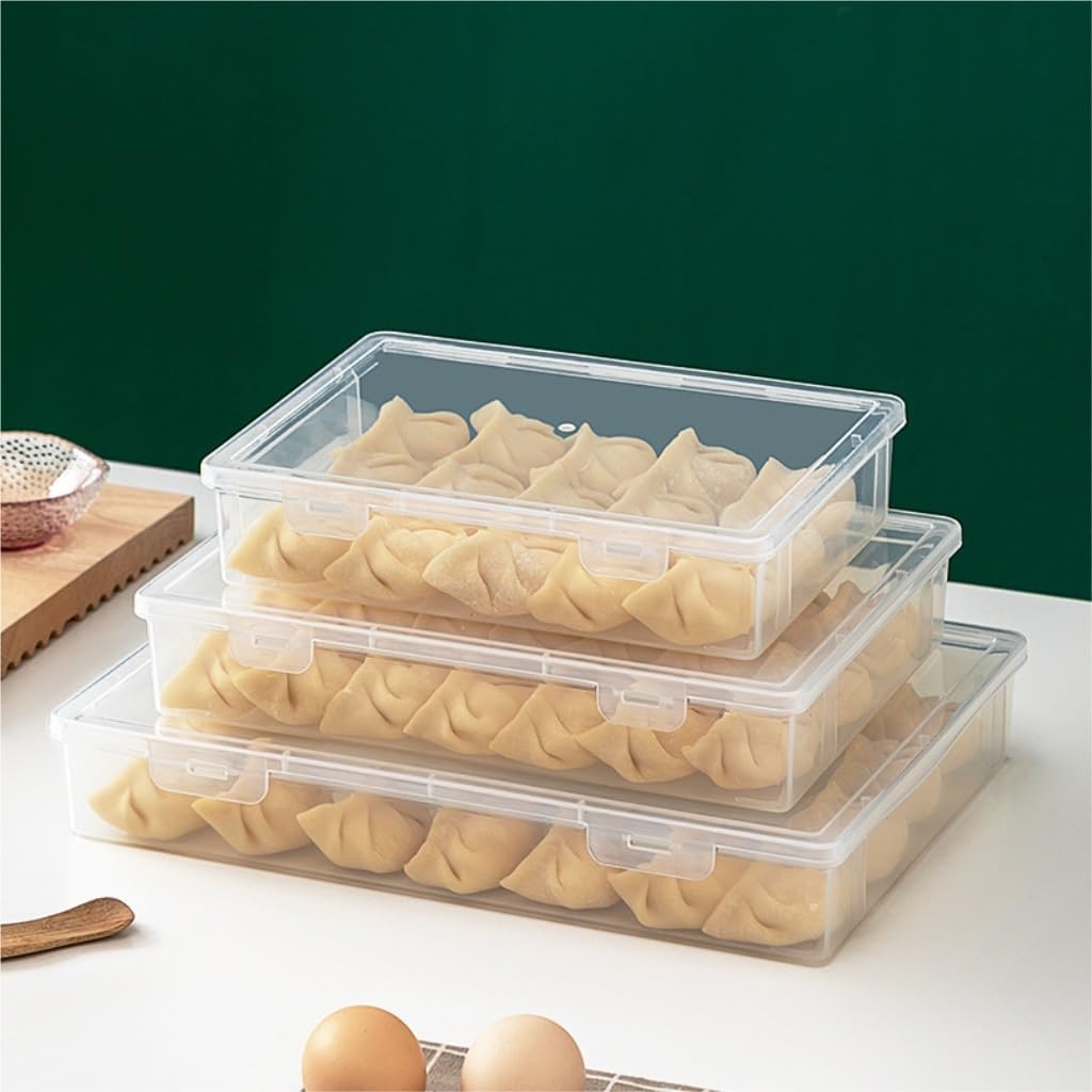 Recipientes para Alimentos Caja de almacenamiento for cocina, refrigerador, congelador, caja sellada for conservación de alimentos frescos, caja de bola de masa Wonton de plástico para Refrigerador Fr