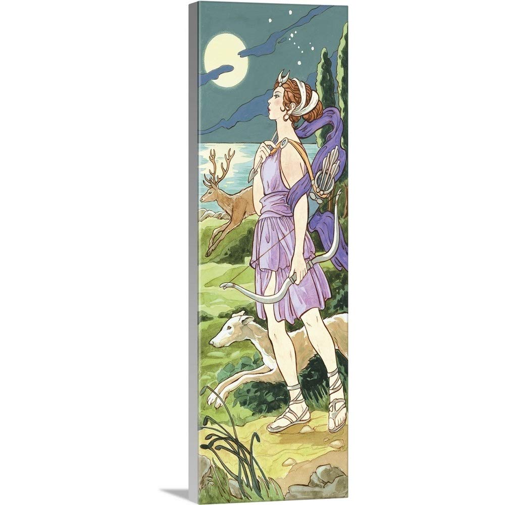 Artemis (Greek), Diana (Roman), Canvas Wall Art Print, Mythology Home Decor Artwork, 20"x60"