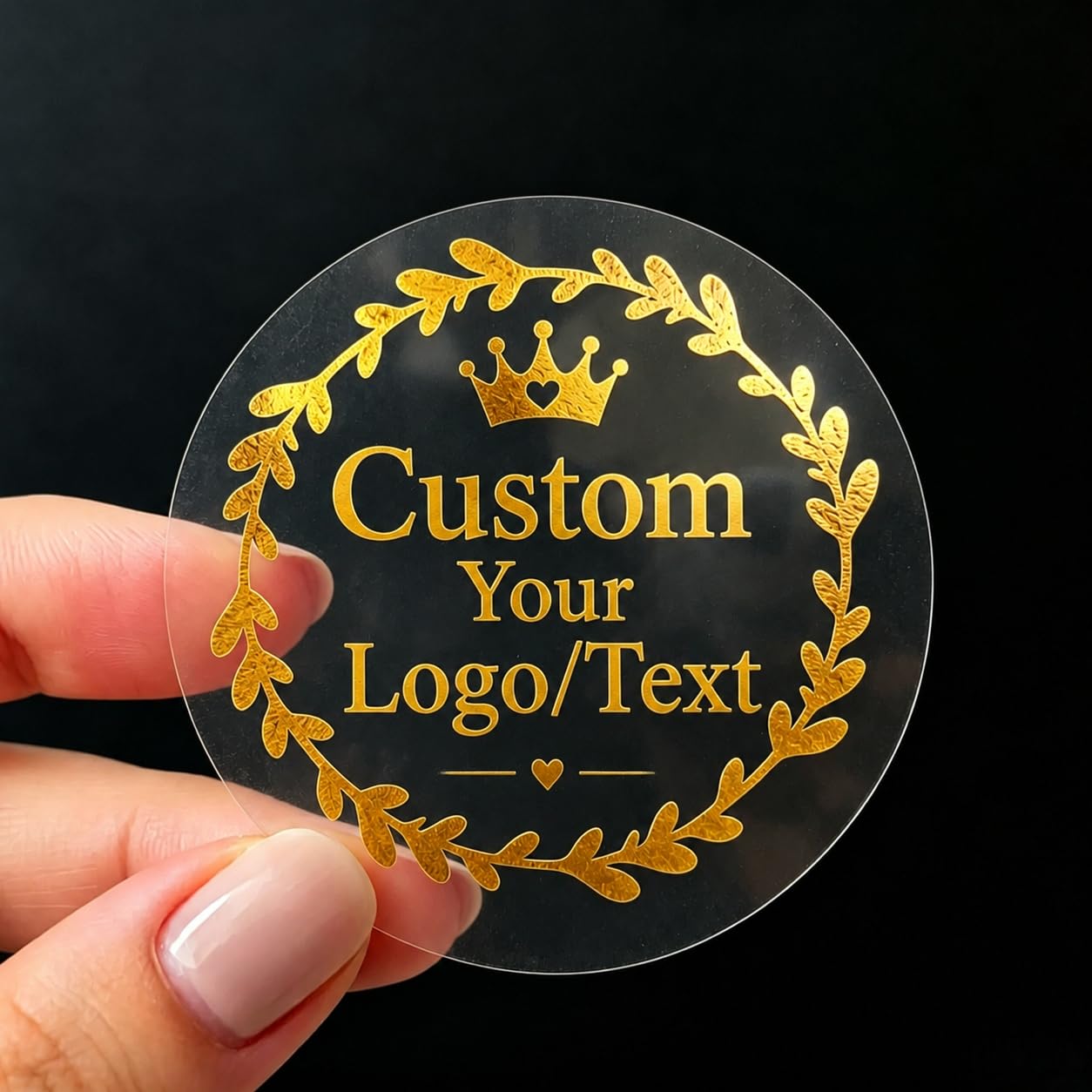 Custom Clear Gold Foil Stickers Personalized Logo & Name Labels