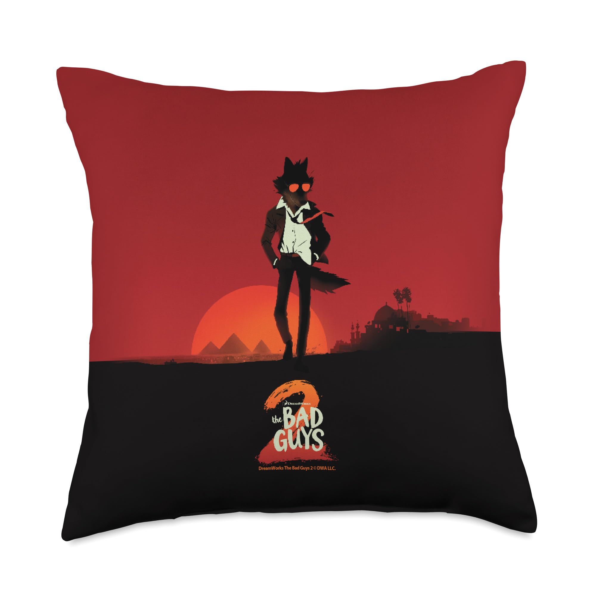 DreamWorks The Bad Guys 2 Mr Wolf Poster Style Throw Pillow