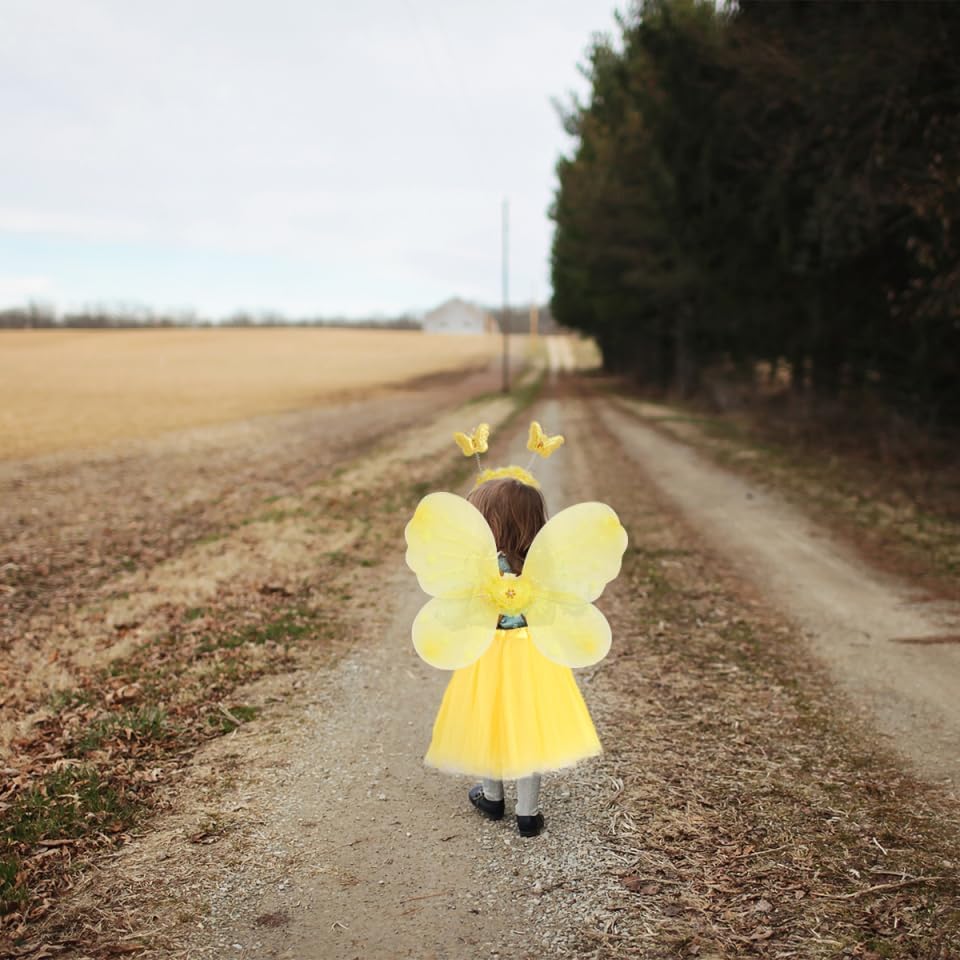 PRETYZOOM Butterfly Wings Set with Fairy Gauze Skirt Flared Tutu Dress up Accessory for Girls Dance Performance Party Costume - Image 8