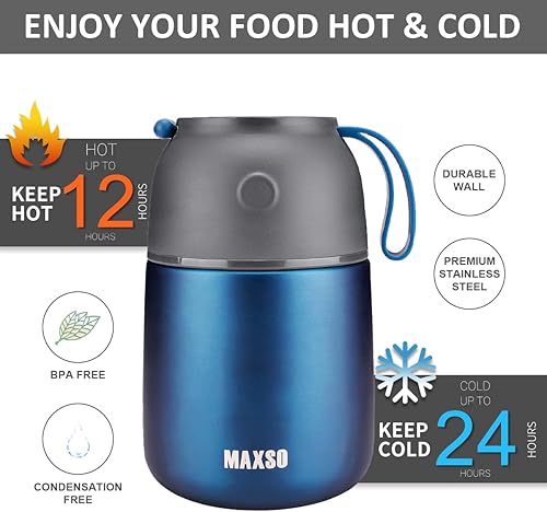 Miniatura 42 de Insulated Thermo Food Jar for Hot & Cold Food for Kids Adult, 17&24 oz Soup Thermal Hot Food Containers for Lunch, Triple Layer Insulation Stainless