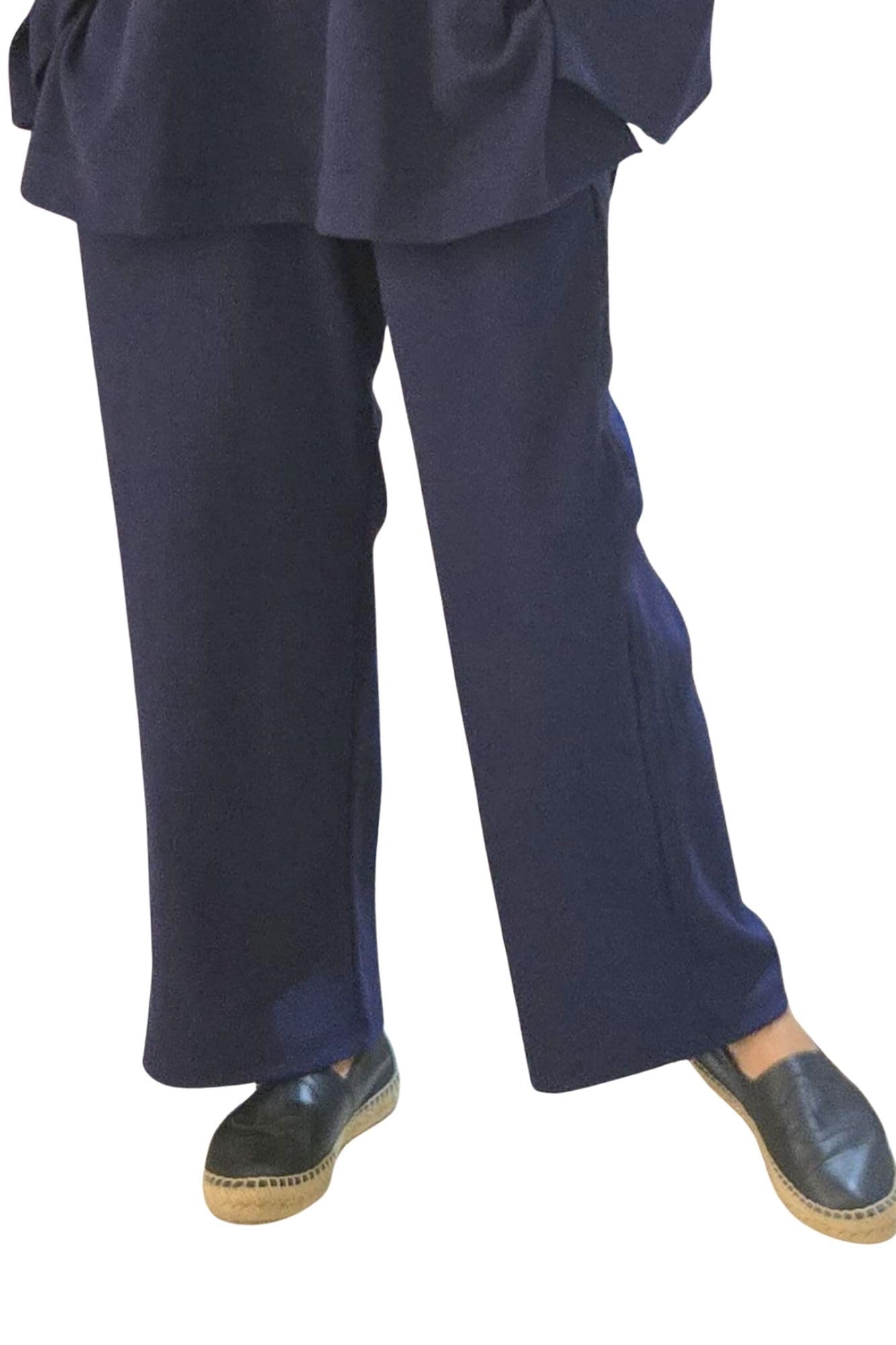 Midnight Blue Ribbed Maternity Stretchable Bottom for Women-image-31