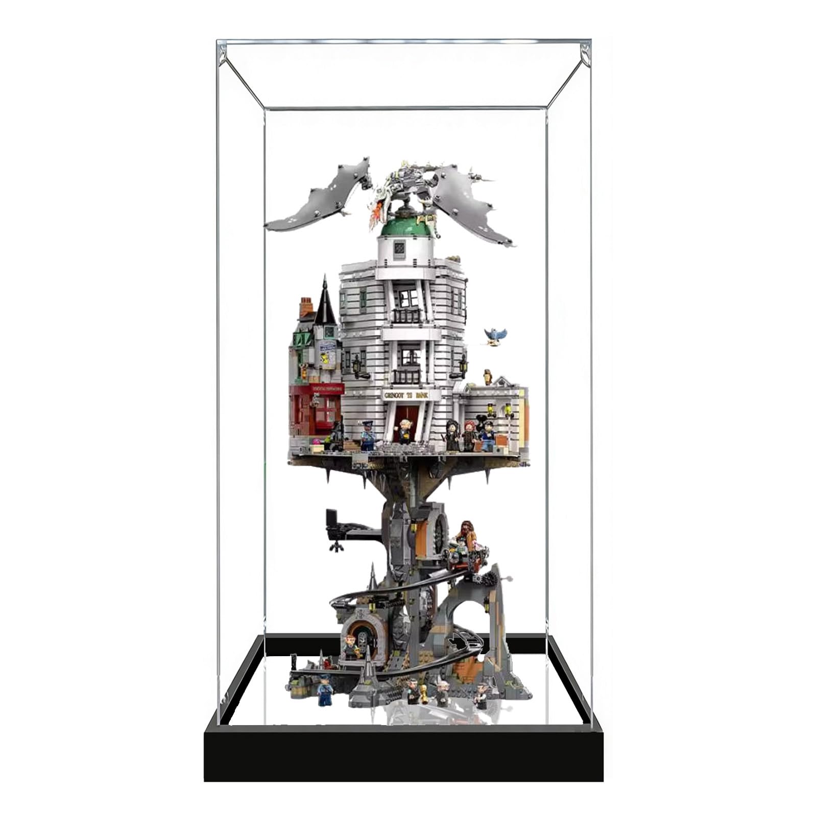 Akrylowa witryna kompatybilna z modelem Lego 76417 Gringotts Wizarding Bank, pyłoszczelne, przezroczyste pudełko do przechowywania, pudełko ekspozycyjne kompatybilne z 76417 (model nie jest dołączony