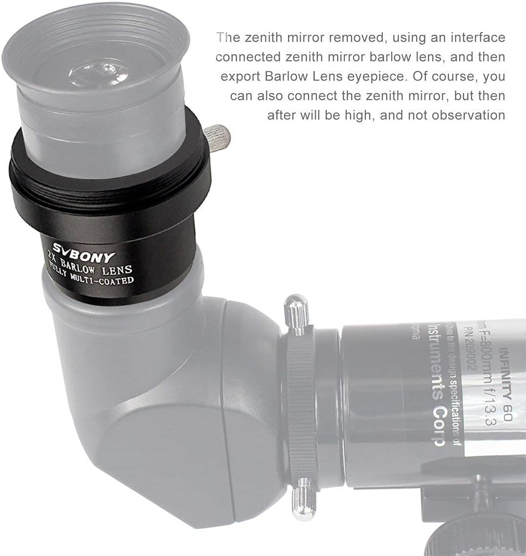 SVBONY 2X Barlow Lens 1.25 inch Double Bundle with 15mm Telescope Eyepiece 1.25 inches Eyepiece 68 Degree Ultra Wide Angle Telescope Accessory