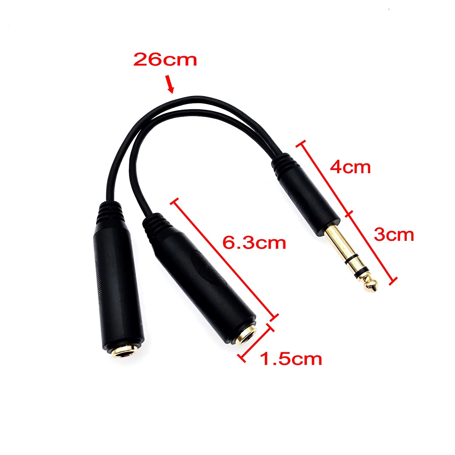 JOMLEY Câble Séparateur Casque Jack 6,35 Mm - Répartiteur Y Stéréo Mâle Vers Double Femelle - 20 Cm - Qualité Audio Premium