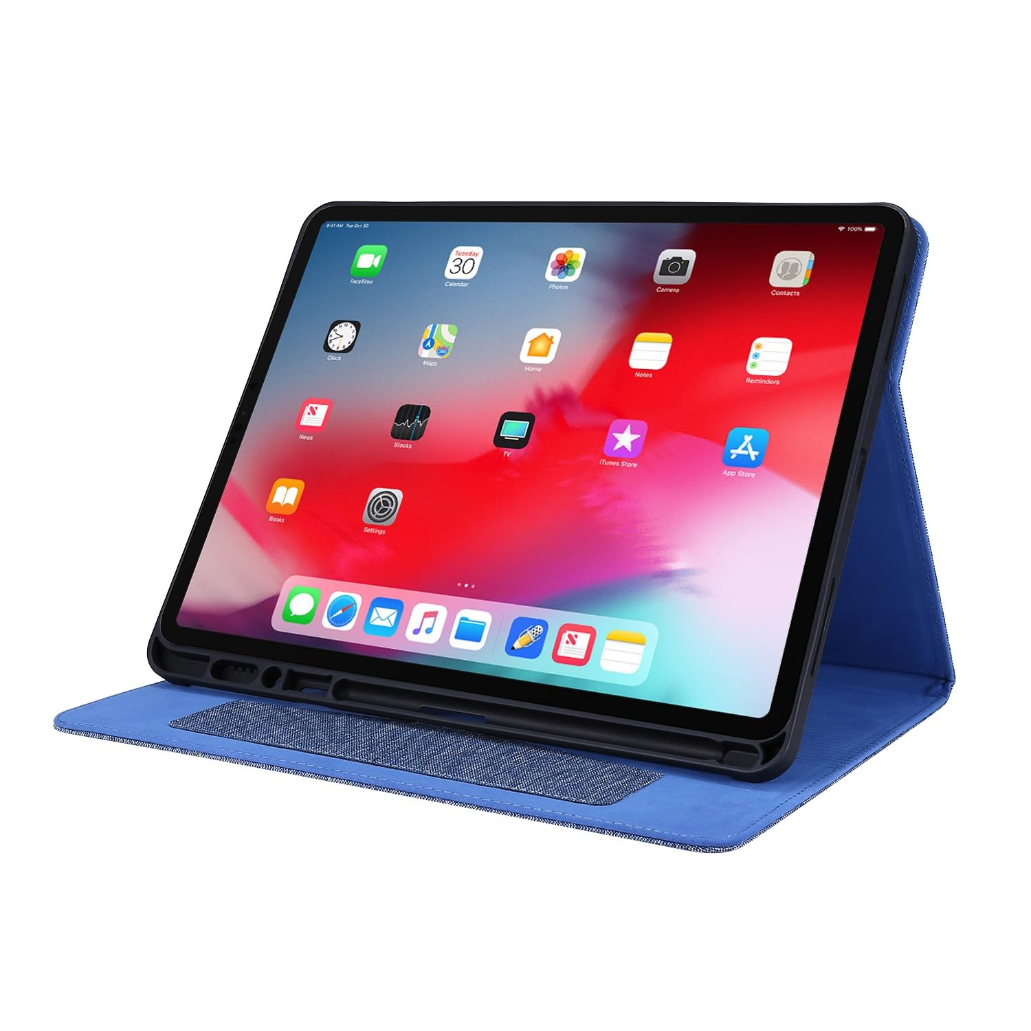 Pełne etui ochronne Etui na tablet Slim Tablet Case kompatybilne z iPad Pro 12,9 cala (model 2020/2018, 4./3. generacja) z uchwytem na ołówek, potrójnie składana podstawka ochronna, wytrzymała obudowa