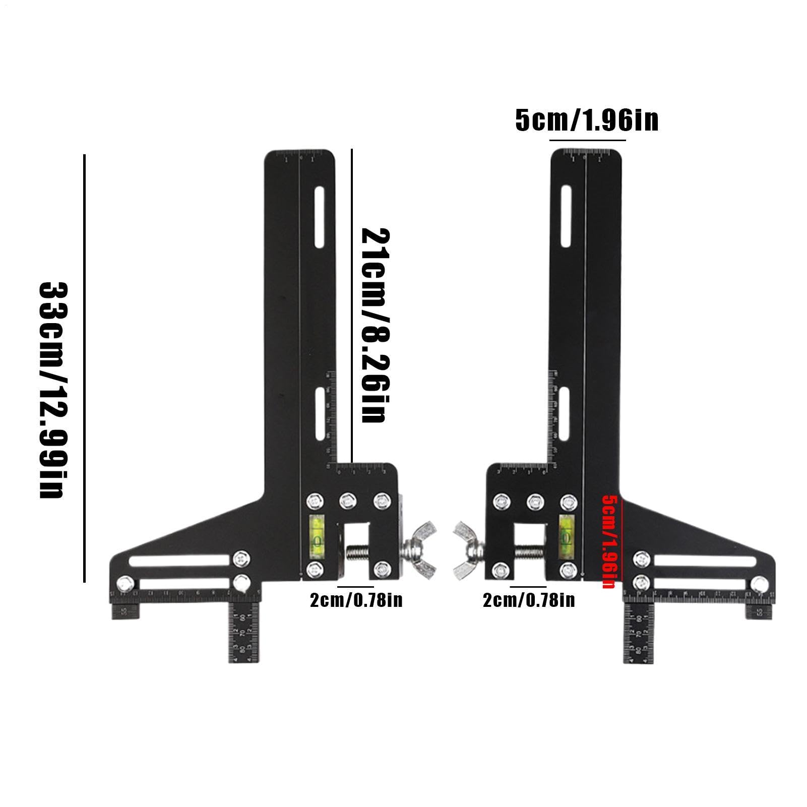 Aligneur de rail en acier - Règle d'étalonnage à course verticale pour une utilisation industrielle - Outil de mesure robuste avec fonction de marquage de position exacte et support de précision