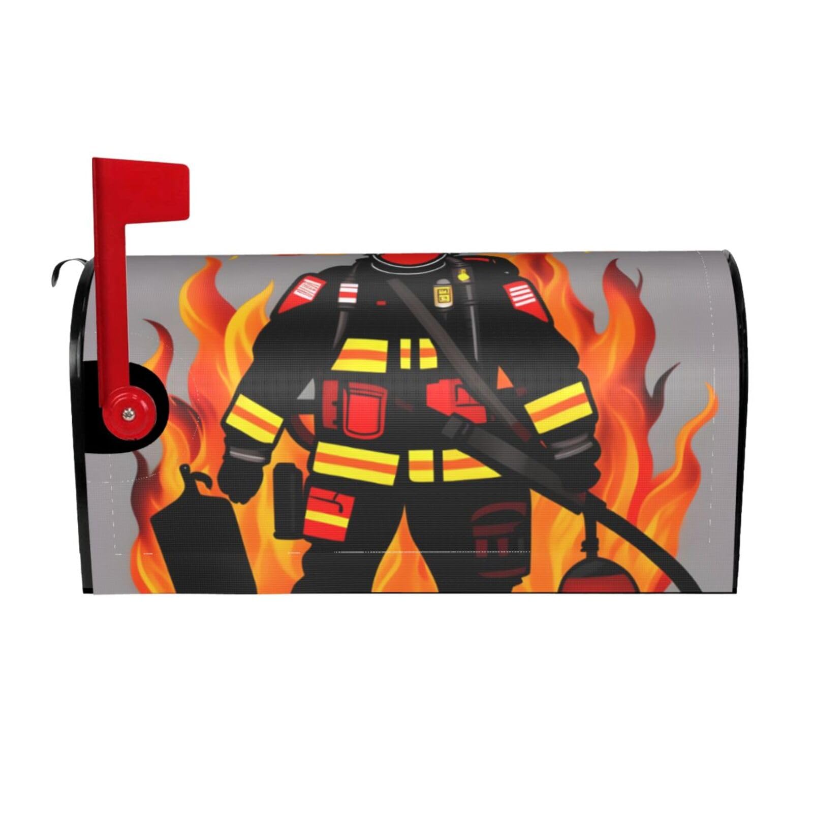 Firefighter Fireman Print Mailbox Cover Wraps Post Letter Box Cover Decor For Outside Garden Yard Farmhouse Home