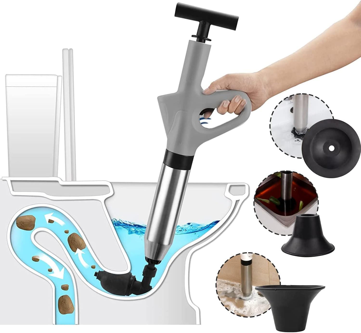 SeeKlabo with Visual Barometer Stainless Steel Toilet Unclogger Clog