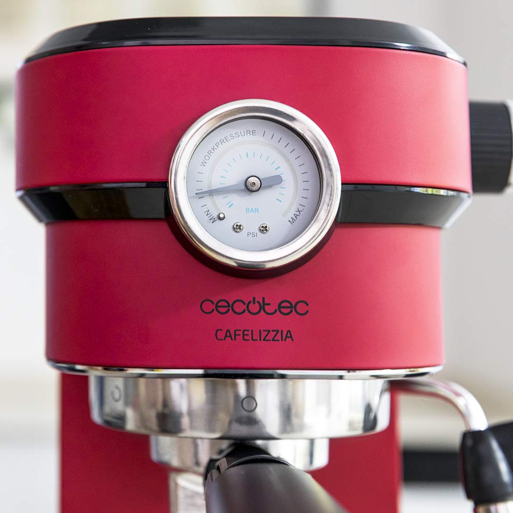 Cecotec Macchina da caffè Cafelizzia 790 Shiny Pro per espresso e cappuccino. Manometro, 1350 W, Sistema Thermoblock, 20 bar, Modalità per 1 e 2 caffè, vaporizzatore orientabile, serbatoio da 1,2L