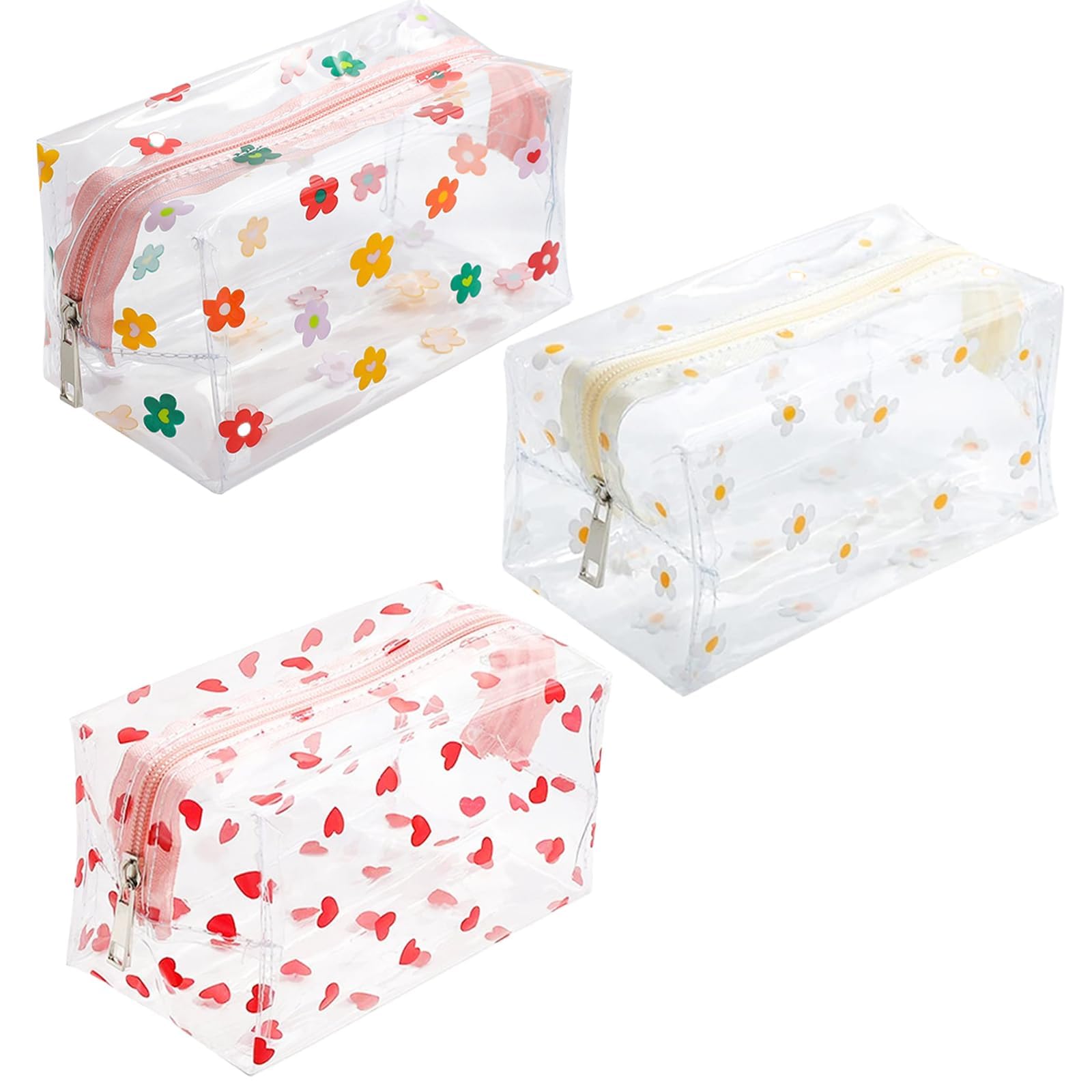 Ttdesefu Clear Pencil Case 3 PCS Large Transparent Pencil Case Stationery Pouch Cosmetic Bags Cosmetic Waterproof Pouch Storage Bag for Women Travel Toiletries Clear Toiletry Bag