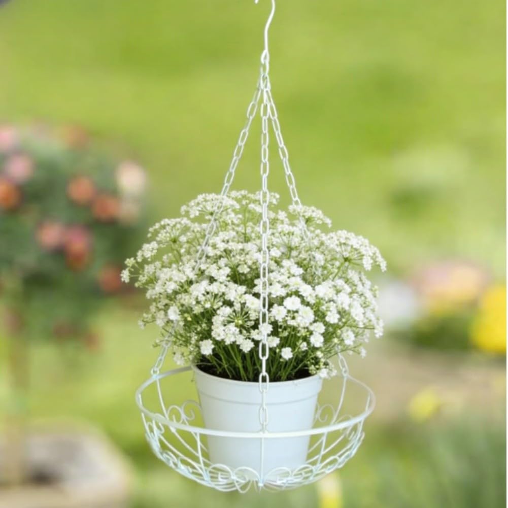 Fioriera sospesa, vaso da parete in ferro bianco, decorazione per la casa in stile nordico, diametro 30 cm, per patio