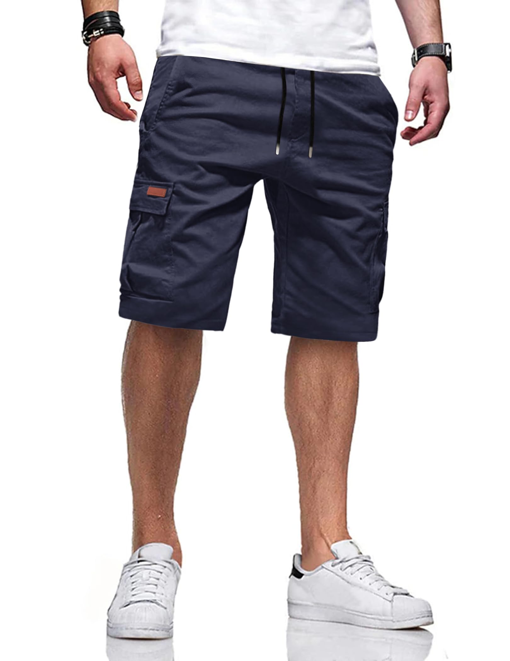 TARAINYA Pantaloncini Uomo in Cotone Ideali per Corsa Turismo Pendolarismo Elasticizzato con Cordino e Tasche