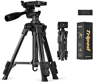 Mini Tripod for Projector, 25" Small Tripod for Camera, DSLR, Laser Level -Lightweight Aluminum, Portable Adjustable, 360 Rotation,Carry Bag & Phone Holder