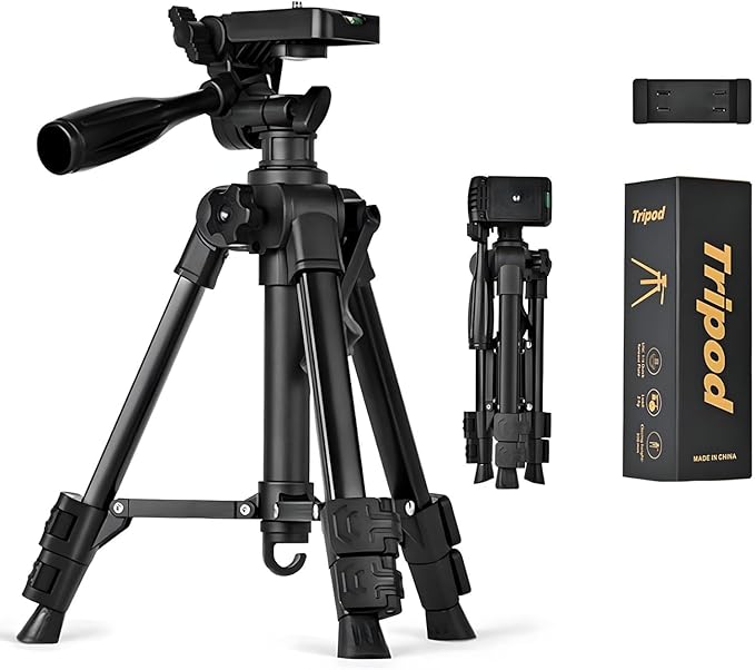 Mini Tripod for Projector, 25" Small Tripod for Camera, DSLR, Laser Level -Lightweight Aluminum, Portable Adjustable, 360 Rotation,Carry Bag & Phone Holder