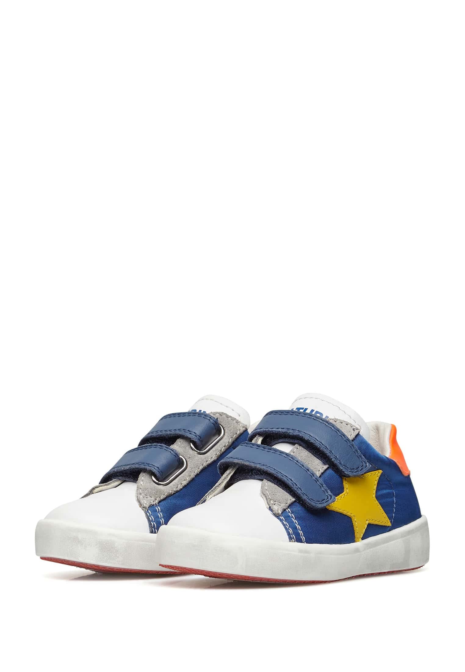 Naturino Annie VL-Sneaker avec Patch étoile Miroir, Blanc/Bleu, 33 EU