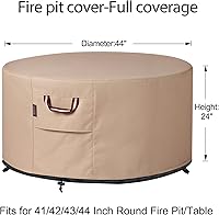 Vista 2 de QH.HOME Cubierta redonda para hoguera, 41-44 pulgadas, resistente 900D, resistente al desgarro, resistente a los rayos UV, impermeable y resistente