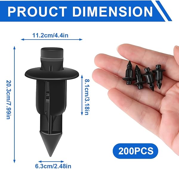 PHYNDR 200 Pezzi Rivetti in plastica per auto, Rivetti in plastica, Clip Fissaggio Auto e Moto per Carenatura, Compatibili con Yama..., Suzu..., Kawasa..., Hon... (6mm), B - 2