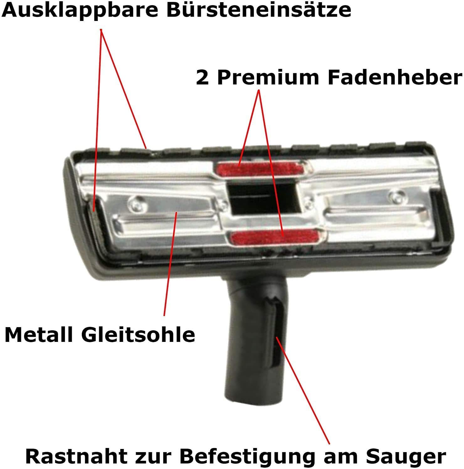 Brosse d'aspirateur combinée avec manche compatible avec aspirateur Miele série C3 Complete C 3 Compact Ecoline Plus + Cat & Dog Powerline Silence C2 C1 C 1 2