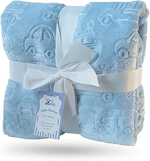 Receiving Warm Fleece Baby Blanket and Fluffy Embossed for Babies from Newborn, 75 * 100 cm (blue)