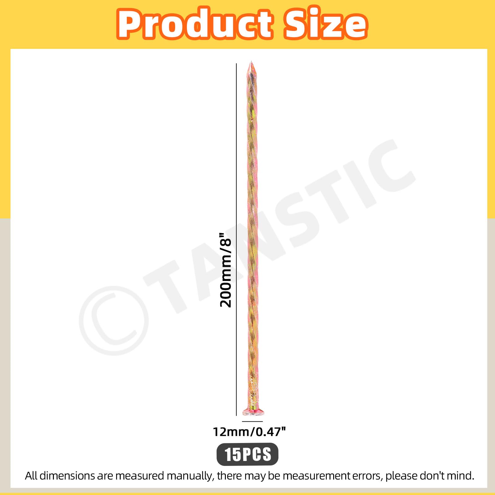 Tanstic 15Pcs Galvanized Metal Spiral Landscape Spikes Kit, Landscape Edging Anchoring Spikes, Landscape Stakes - Image 2