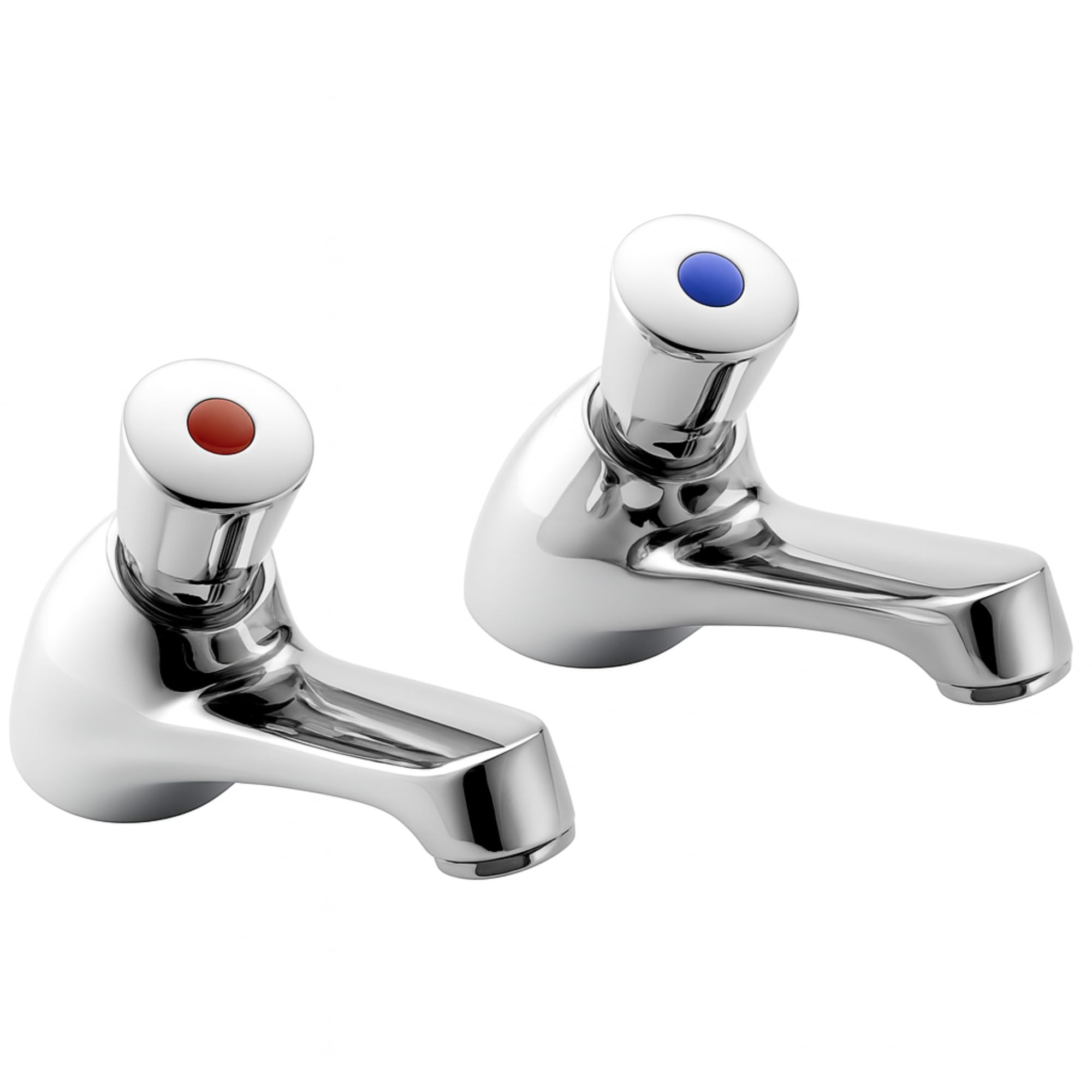 Non Concussive Basin Tap Pair – Chrome Finish, Timed Flow, Water Saving Design, Durable Brass Body