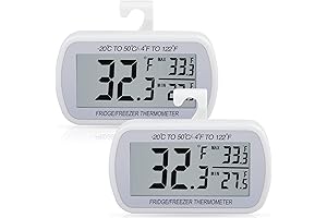 2 Pack Waterproof Digital Refrigerator Thermometer Large LCD, Freezer Room Thermometer with...
