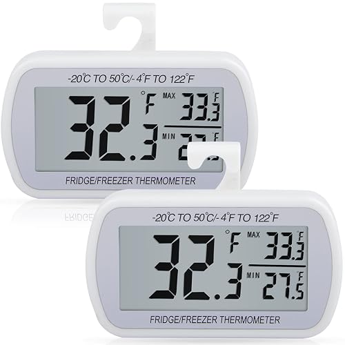 AEVETE 2 Pack Waterproof Refrigerator Thermometer
