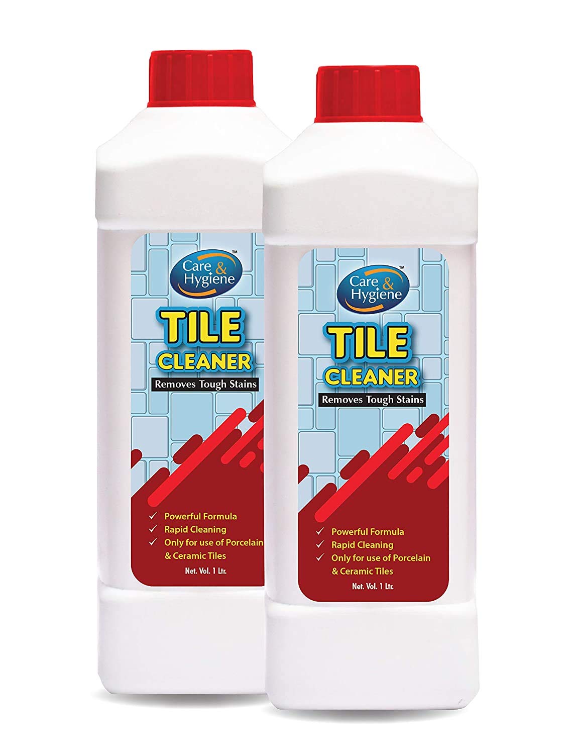Care And Hygiene Tile Cleaner 1ltrs,Red, (Pack of 2) Descaler, Removes Heavy Stains from Tiles and Ceramics (CAH 107)