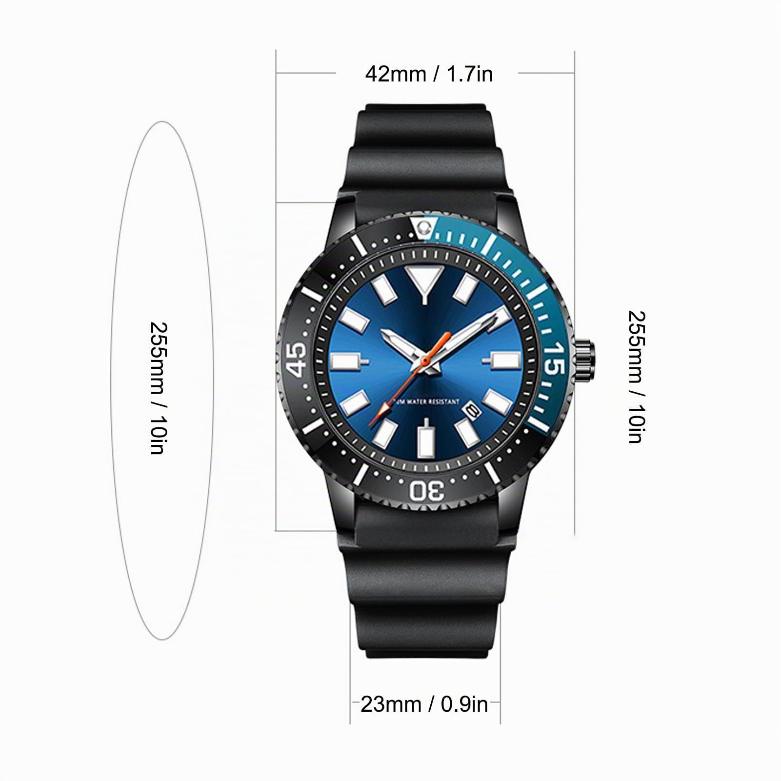 Automatico da Uomo, Orologio Luminescente con Calendario e Lunetta Girevole - Impermeabile al Quarzo per Attività Commerciale e Sport