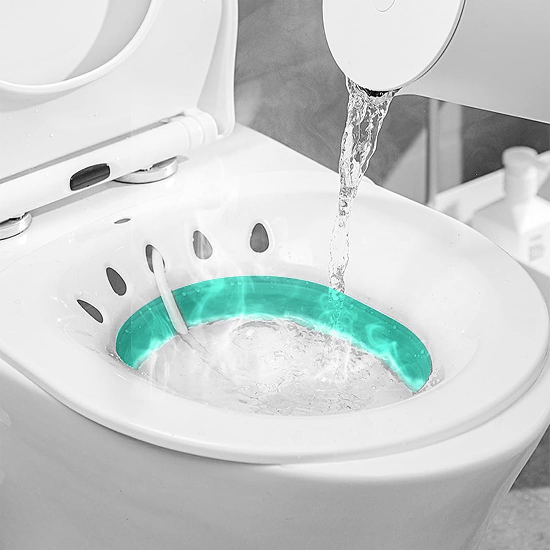 Baño de asiento para el inodoro con acondicionador Bidé Inserto para inodoro Bañera de asiento plegable para hemorroides Cuidado del puerperio para mujeres embarazadas y ancianos