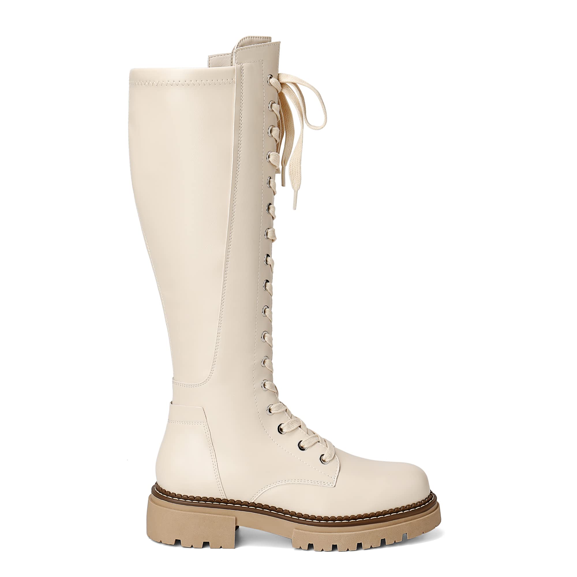 DREAM PAIRS Donna Stivali Alti al Ginocchio Stringate Scarpe Corte Caviglia Casual Boots