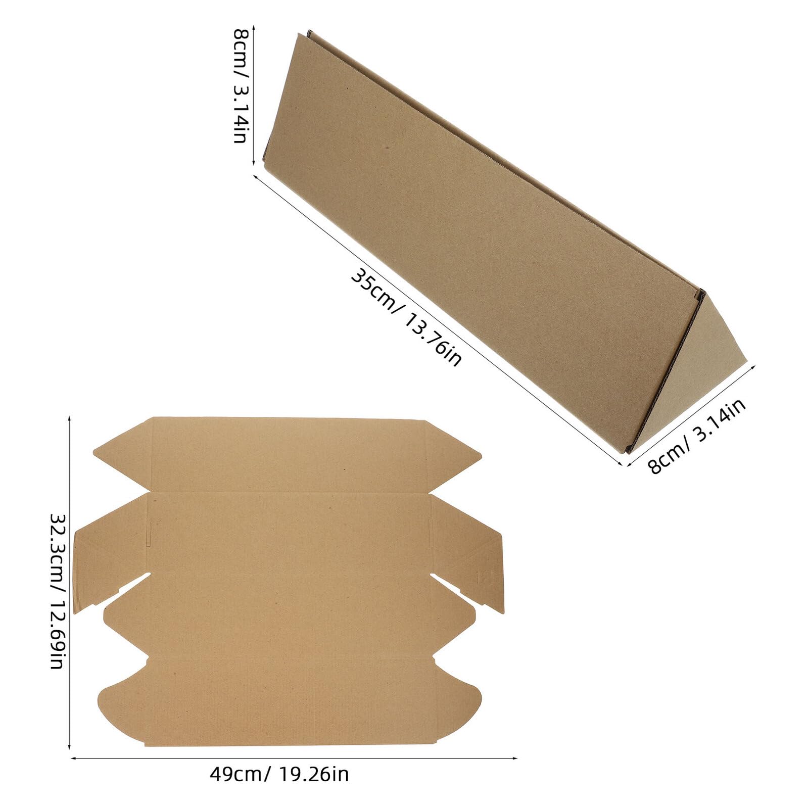 Caja Triangular de Cartón Kraft de 10 Piezas para Almacenamiento y Transporte, Fácil Montaje y Sostenible, Adecuado para Mudanzas y Envío de Documentos
