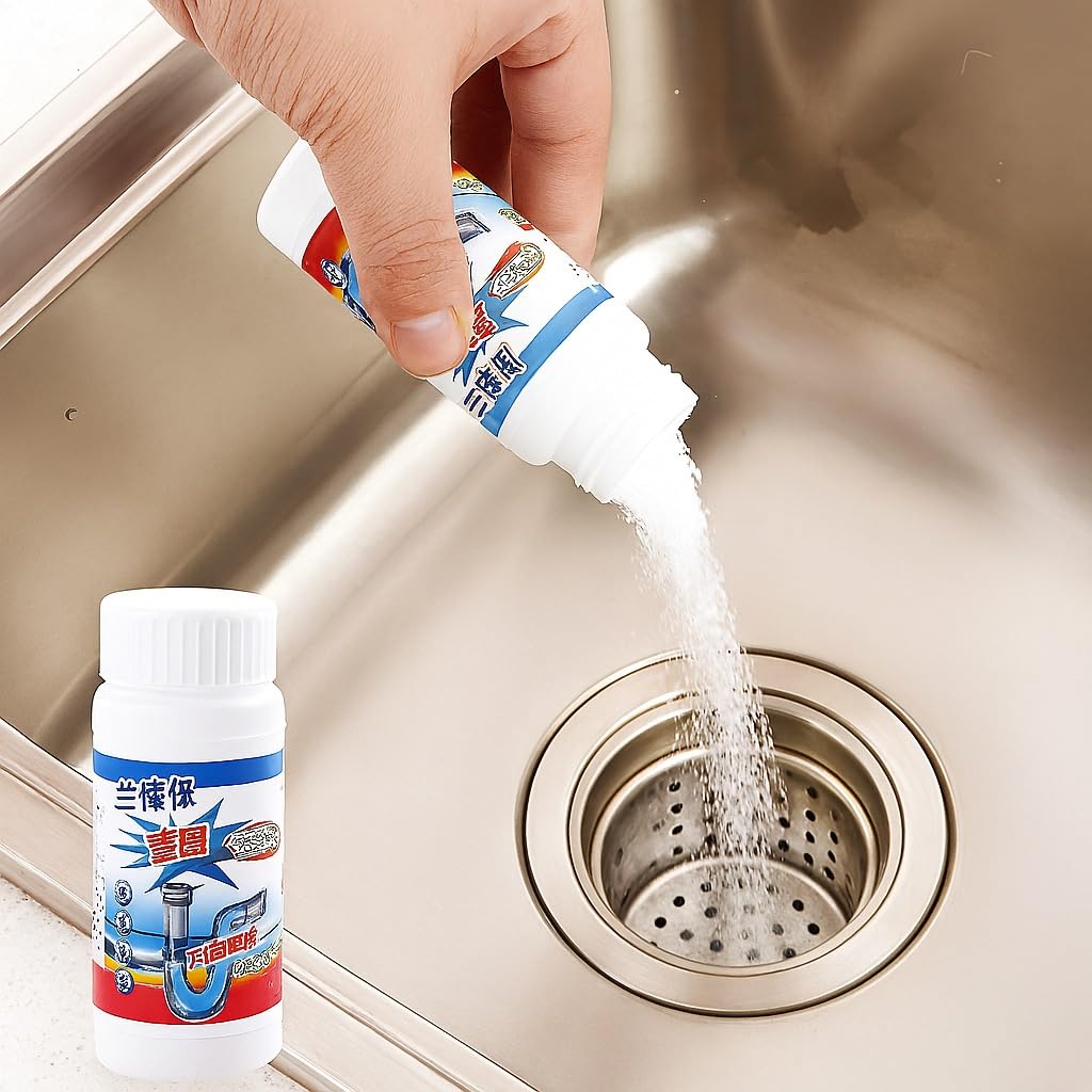 Powerful Clog Remover for Kitchen Sink, Bathroom Drain, Toilet Pipe & Shower – Fast Acting Liquid Drain Cleaner for Hair, Grease & Tough Blockages Kitchen Sets (Pack of 2)