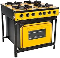 Fogão Industrial 4 Bocas Com Forno Linha Bravo Amarelo - Venâncio Br4bfam
