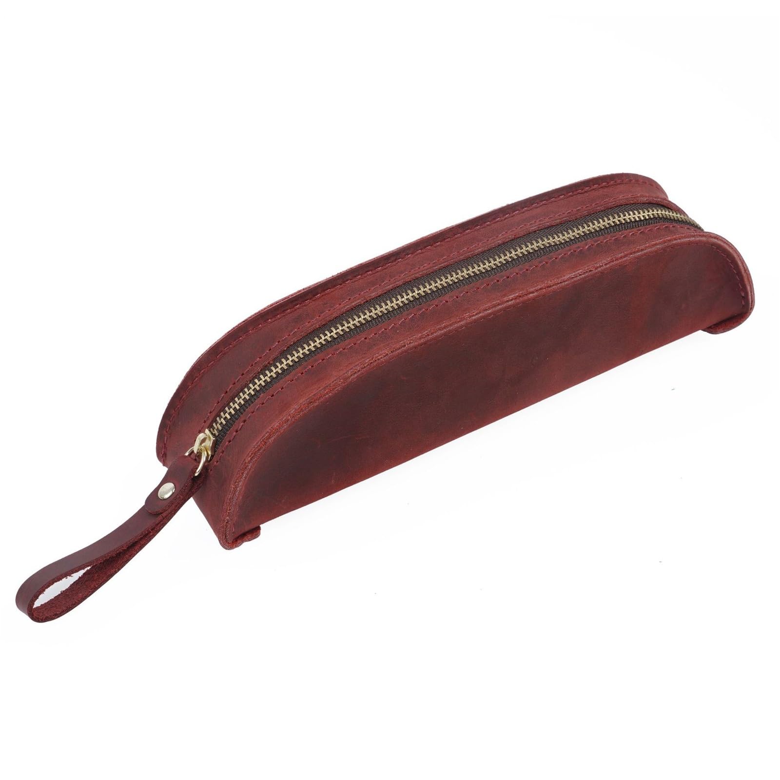 DUMRALBQE Wooden Jewelry Box Vintage Handmade Zip Pen Bag Creative Portable Simple for Storage and Organization(Wine red)