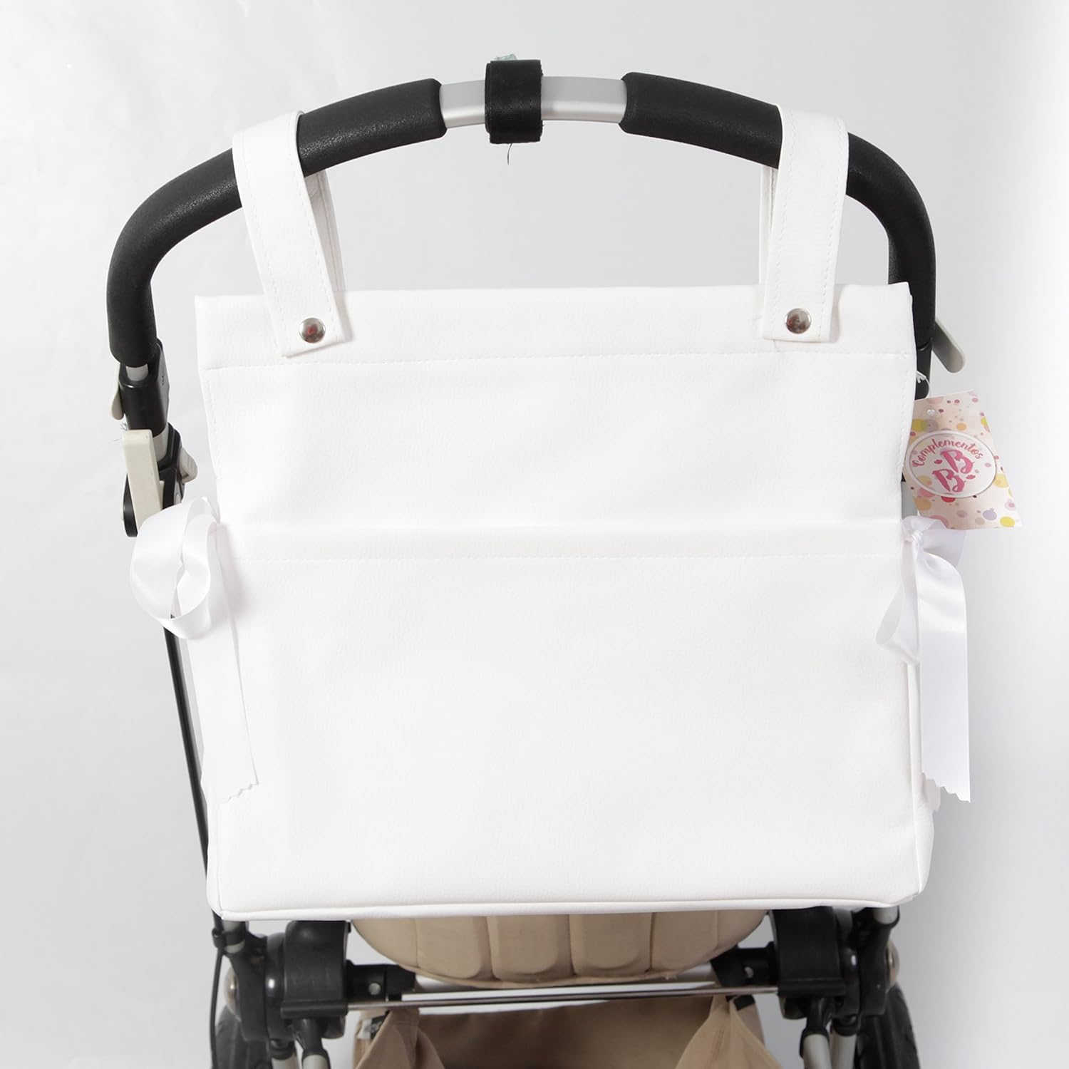 Danielstore Bolso Talega para Carro de Bebé – Organizador Universal Impermeable, Ligero y Resistente, Bolsa Maternal para Paseo y Viaje Compatible con Silla de Paseo Blanco