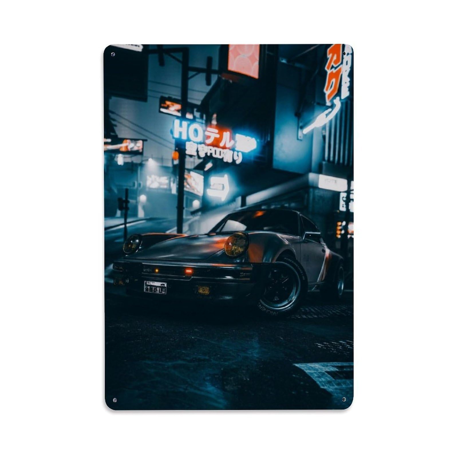 Racing City Supercar Vintage Punk 911 930 Turbo Scenic Travel Metal Tin Sign Plaque Wall Decor for Cafe, Man Cave, Club Bar, Office, Home Garden Round Metal Poster 8x12Inch