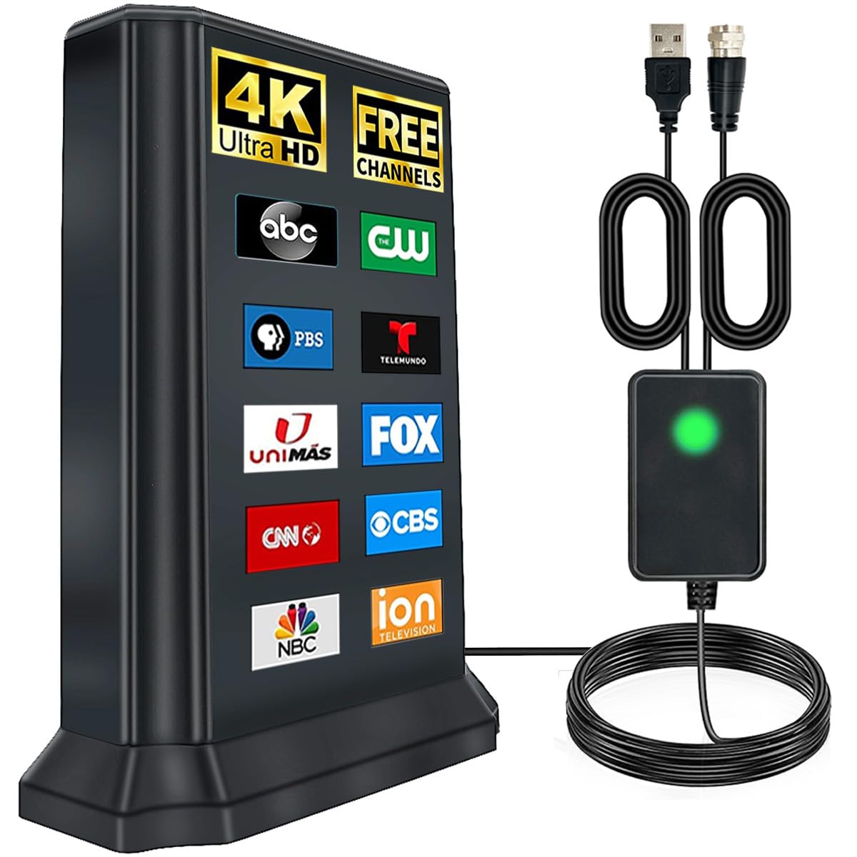 TV Antenna, Digital TV Antenna for Smart TV Indoor with 600+ Miles Range,  2024 Upgraded TV Antenna for Local Channels with Amplifier Signal Booster